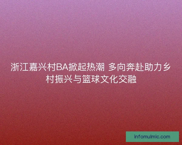 浙江嘉兴村BA掀起热潮 多向奔赴助力乡村振兴与篮球文化交融